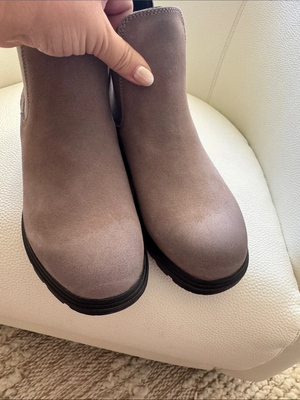 Women's Suede Chelsea Booties in Taupe